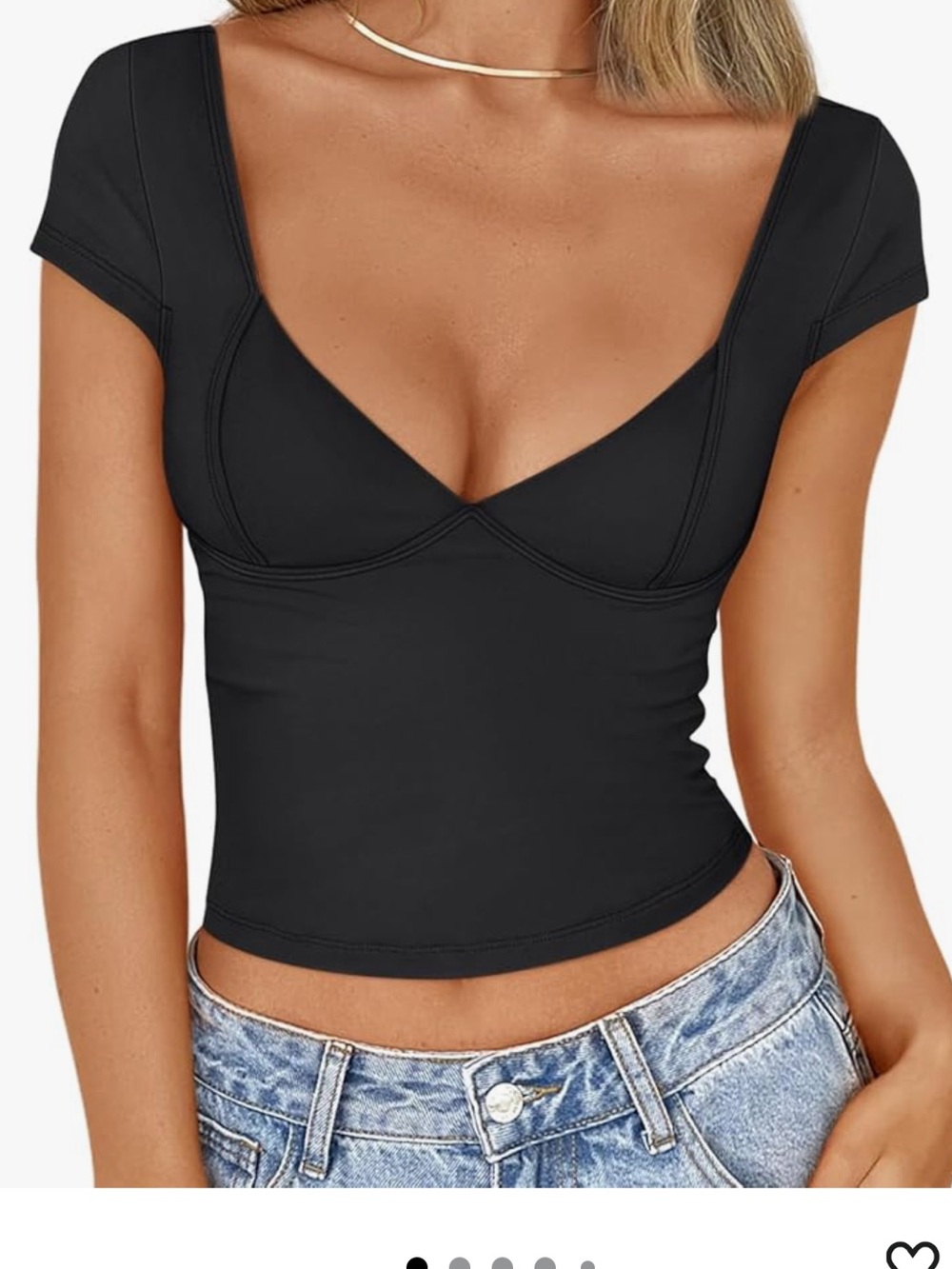 trendy queen Black Women's Cap Sleeve V-Neck Top